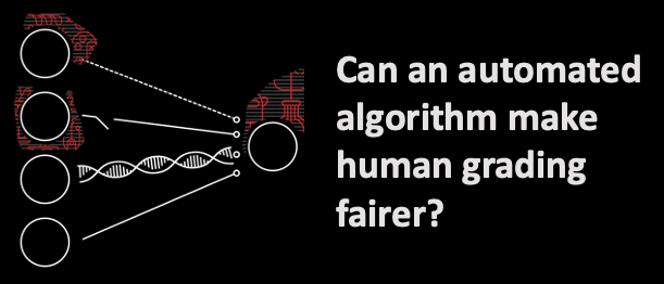 Decorative image with title can an automated algorithm make human grading fairer?